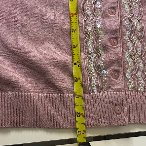 Fashion Bug Vintage Pink Sequin Cardigan Women’s Size XL – EUC - Picture 5 of 8
